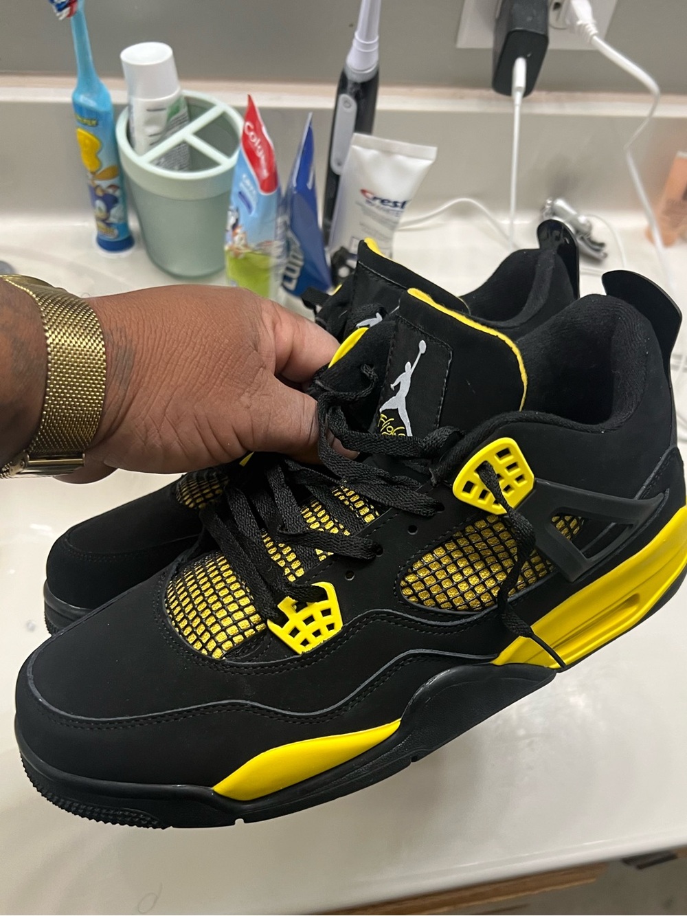 Jordan 4’s (Reps) Black and Yellowy Men’s Sneakers Sz 13 $150 obo